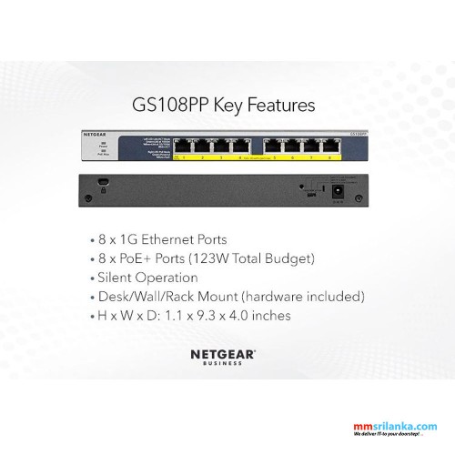 NETGEAR 8-Port Gigabit Ethernet Unmanaged PoE Switch